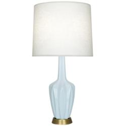 Emma 34.25" High Baby Blue And Warm Brass Table Lamp