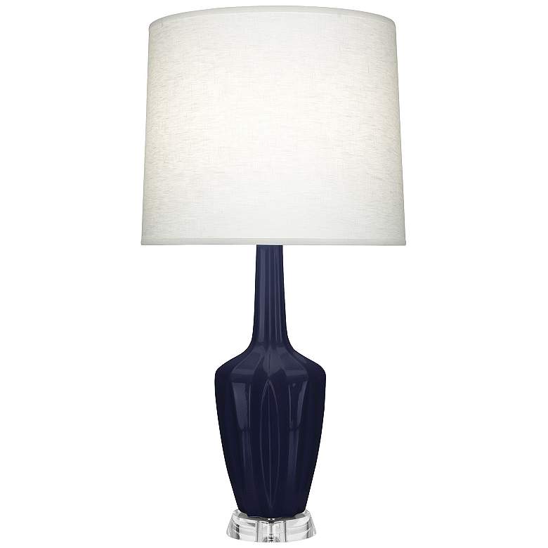 Image 1 Emma 34.25" High Blue And Polished Nickel And Lucite Table Lamp