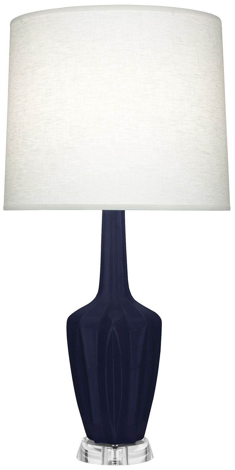 Emma 34.25" High Blue And Polished Nickel Lucite Table Lamp - Made to Order