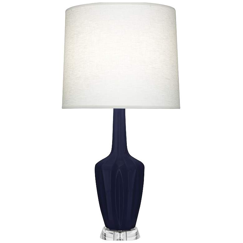 Image 1 Emma 34.25" High Blue And Polished Nickel Lucite Table Lamp