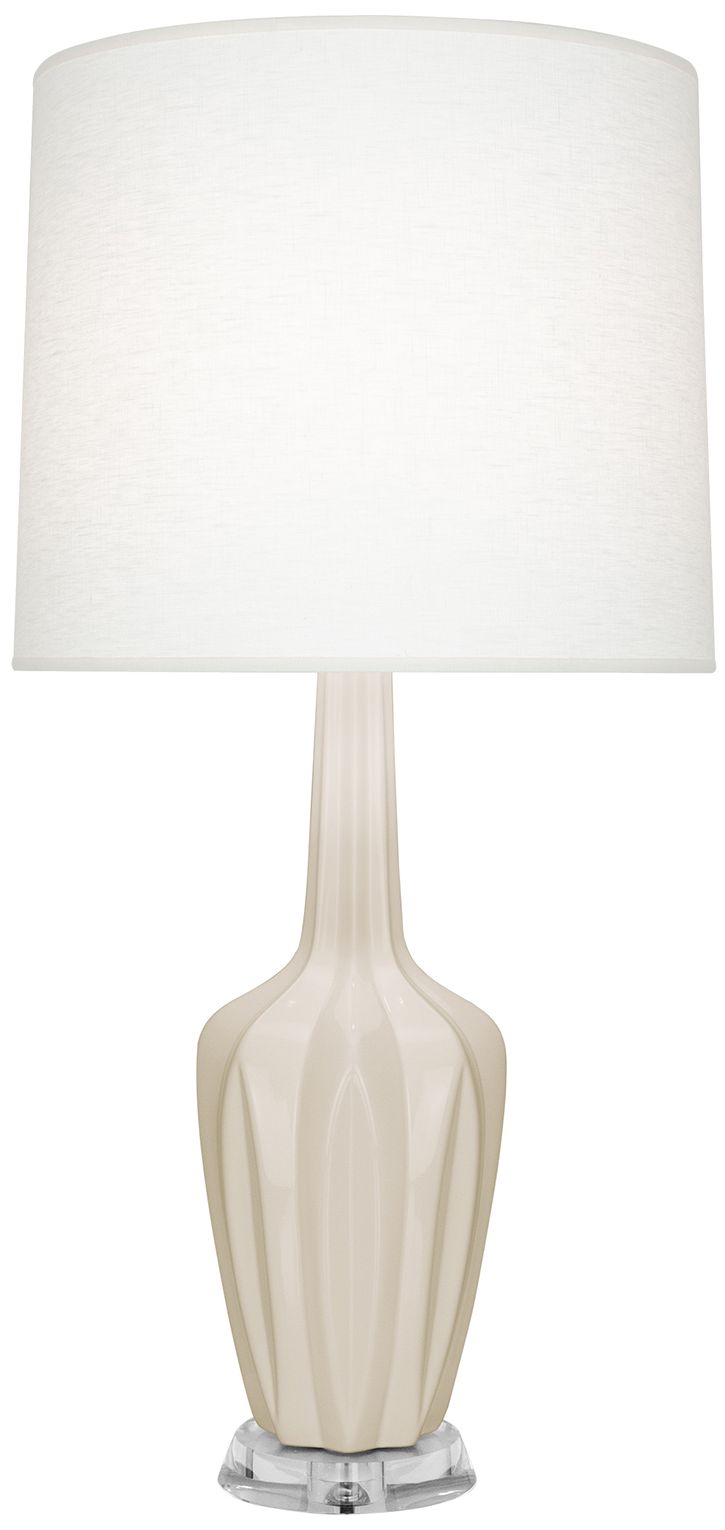 Emma 34.25" High Bone And Polished Nickel Lucite Table Lamp - Made to Order