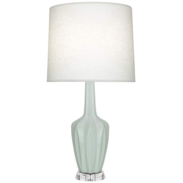 Image 1 Emma 34.25" High Celadon And Polished Nickel Lucite Table Lamp