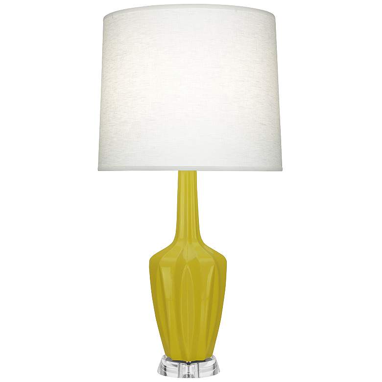 Image 1 Emma 34.25" High Citron And Polished Nickel Lucite Table Lamp