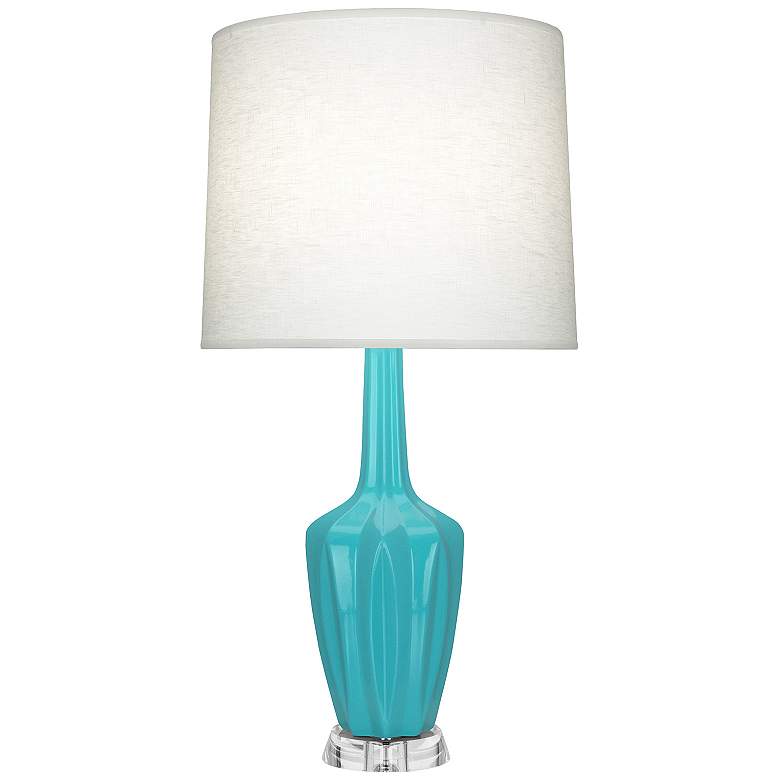 Image 1 Emma 34.25" High Egg Blue And Polished Nickel Lucite Table Lamp