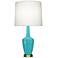 Emma 34.25" High Egg Blue And Warm Brass Table Lamp