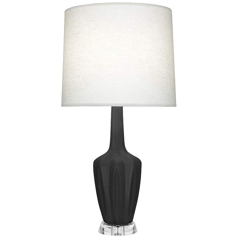 Image 1 Emma 34.25" High Matte Ash And Polished Nickel Lucite Table Lamp