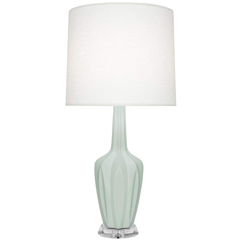 Image 1 Emma 34.25" High Matte Celadon And Polished Nickel Lucite Table Lamp