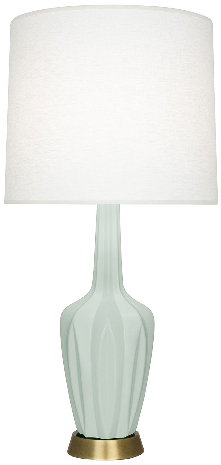 Emma 34.25" High Matte Celadon And Warm Brass Table Lamp - Made to Order