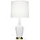 Emma 34.25" High Matte Daisy And Warm Brass Table Lamp