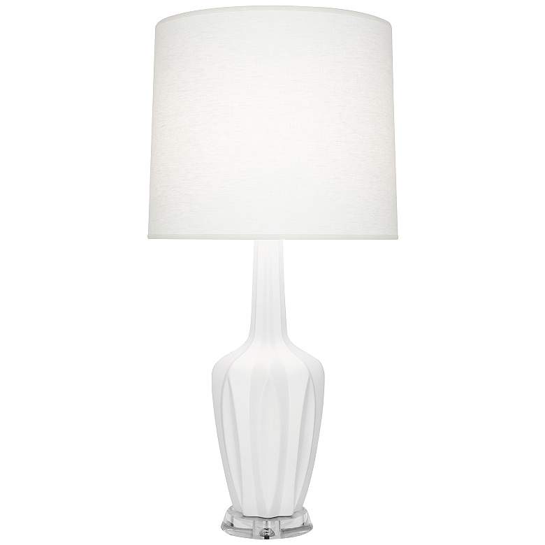 Image 1 Emma 34.25" High Matte Lily And Polished Nickel Lucite Table Lamp