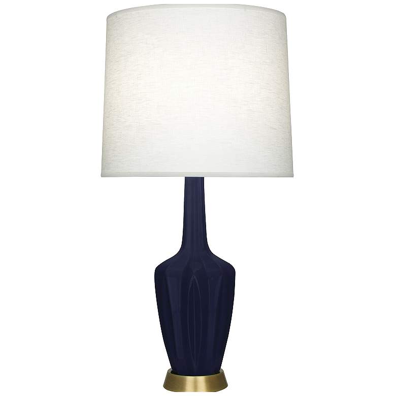 Image 1 Emma 34.25" High Matte Midnight Blue And Warm Brass Table Lamp