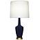 Emma 34.25" High Matte Midnight Blue And Warm Brass Table Lamp