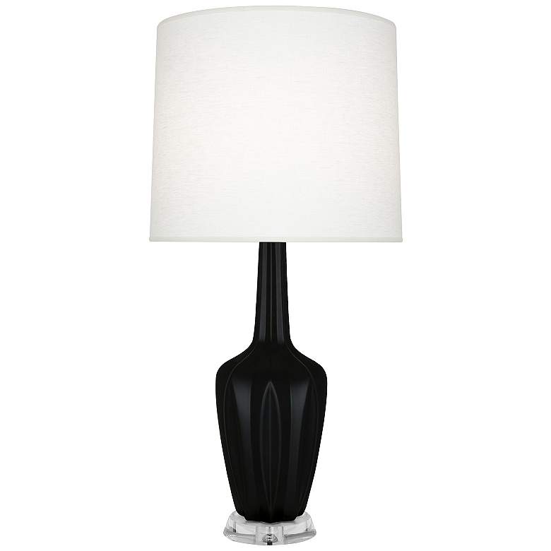 Image 1 Emma 34.25" High Matte Obsidian And Polished Nickel Lucite Table Lamp