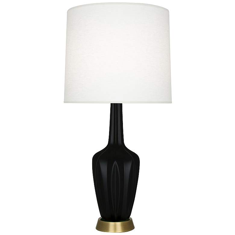 Image 1 Emma 34.25" High Matte Obsidian And Warm Brass Table Lamp