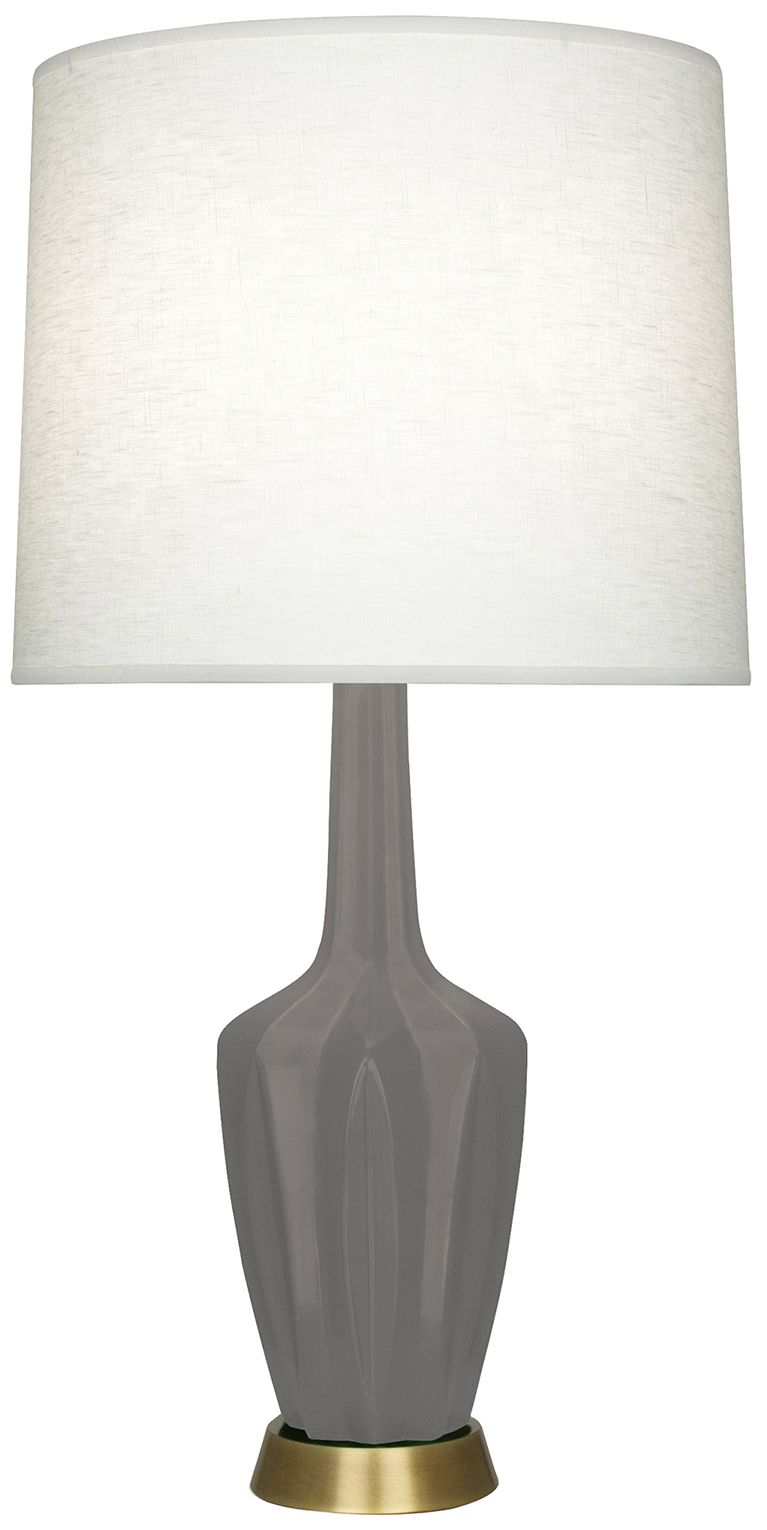 Emma 34.25" High Matte Smokey Taupe And Warm Brass Table Lamp Made to Order