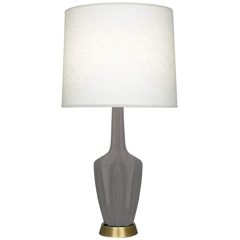 Image 1 Emma 34.25" High Matte Smokey Taupe And Warm Brass Table Lamp
