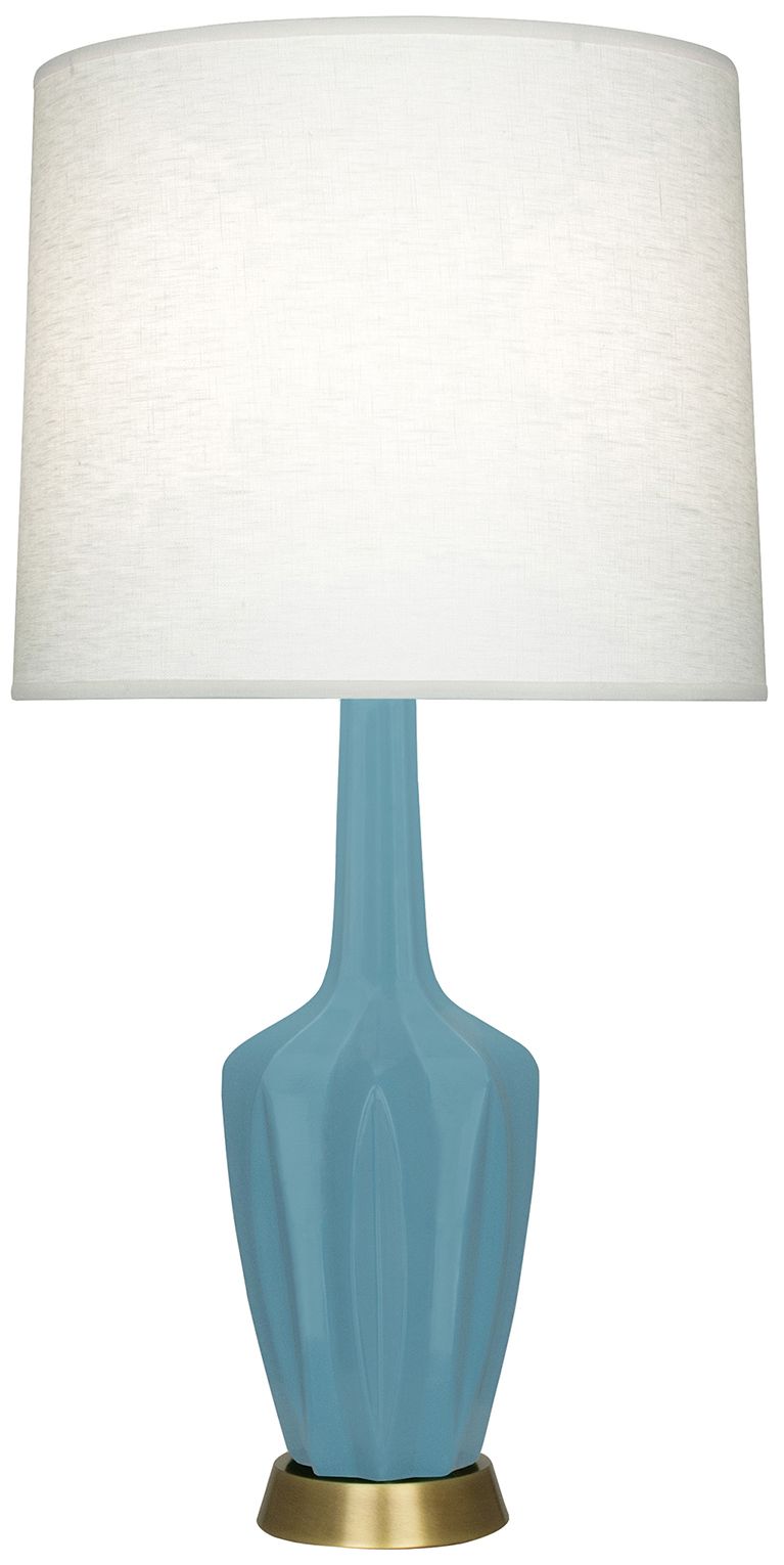 Emma 34.25" High Matte Steel Blue And Warm Brass Table Lamp - Made to Order