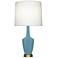 Emma 34.25" High Matte Steel Blue And Warm Brass Table Lamp