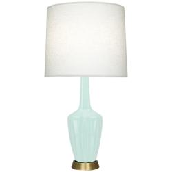 Emma 34.25" High Mint Glazed Finish Warm Brass Accent Table Lamp