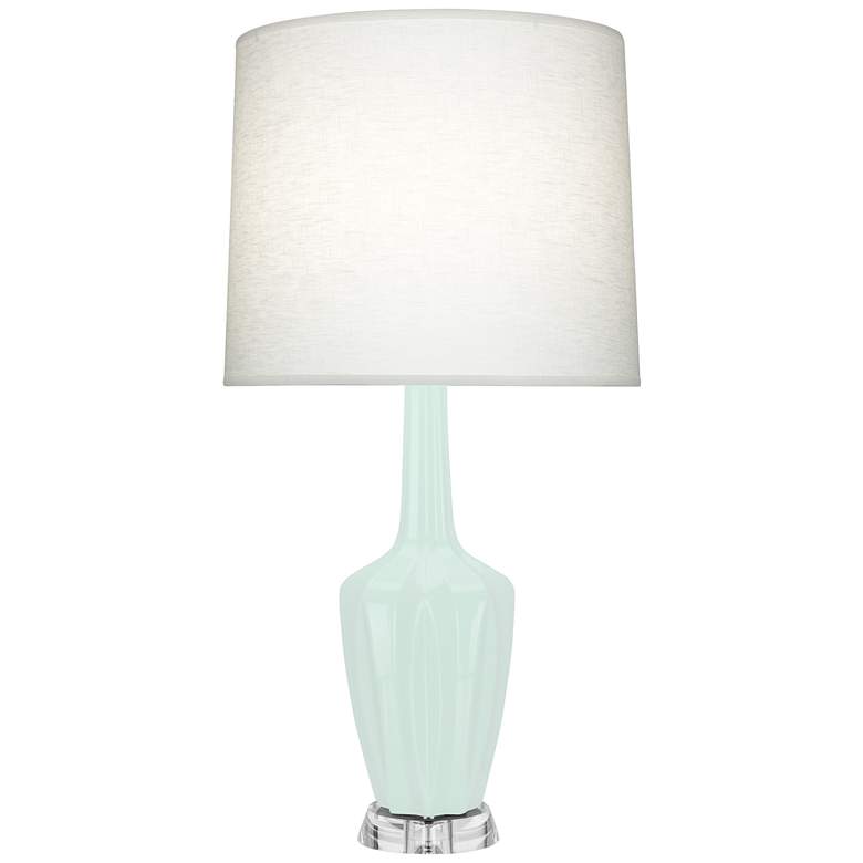 Image 1 Emma 34.25" High Mint Glazed Polished Nickel w/ Lucite Base Table Lamp