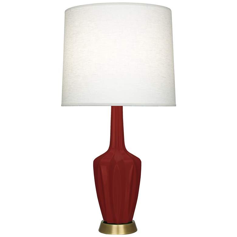 Image 1 Emma 34.25" High Oxblood Glazed Finish Warm Brass Accent Table Lamp