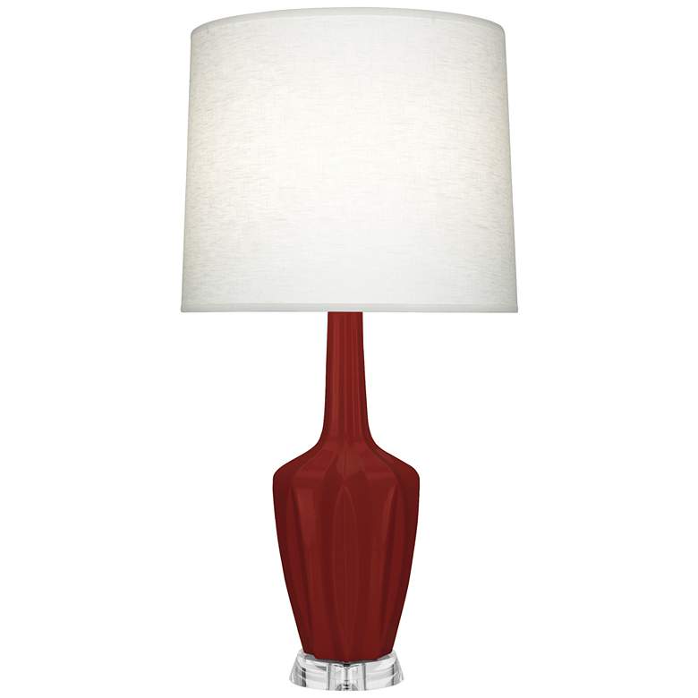 Image 1 Emma 34.25" High Oxblood Glazed Polished Nickel w/ Lucite Base Table Lamp