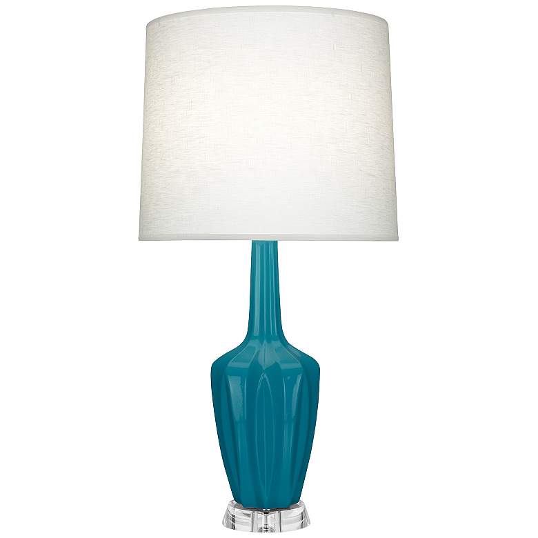 Image 1 Emma 34.25" High Peacock And Polished Nickel Lucite Table Lamp