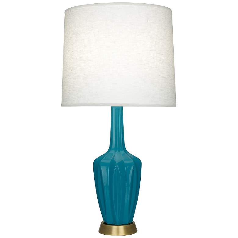Image 1 Emma 34.25" High Peacock And Warm Brass Table Lamp