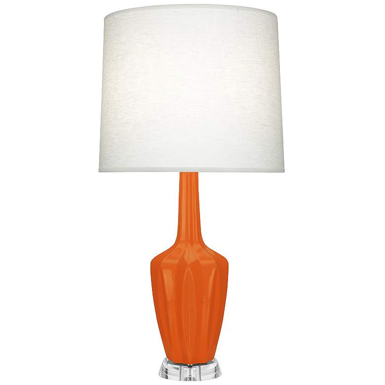 Image 1 Emma 34.25" High Pumpkin And Polished Nickel Lucite Table Lamp