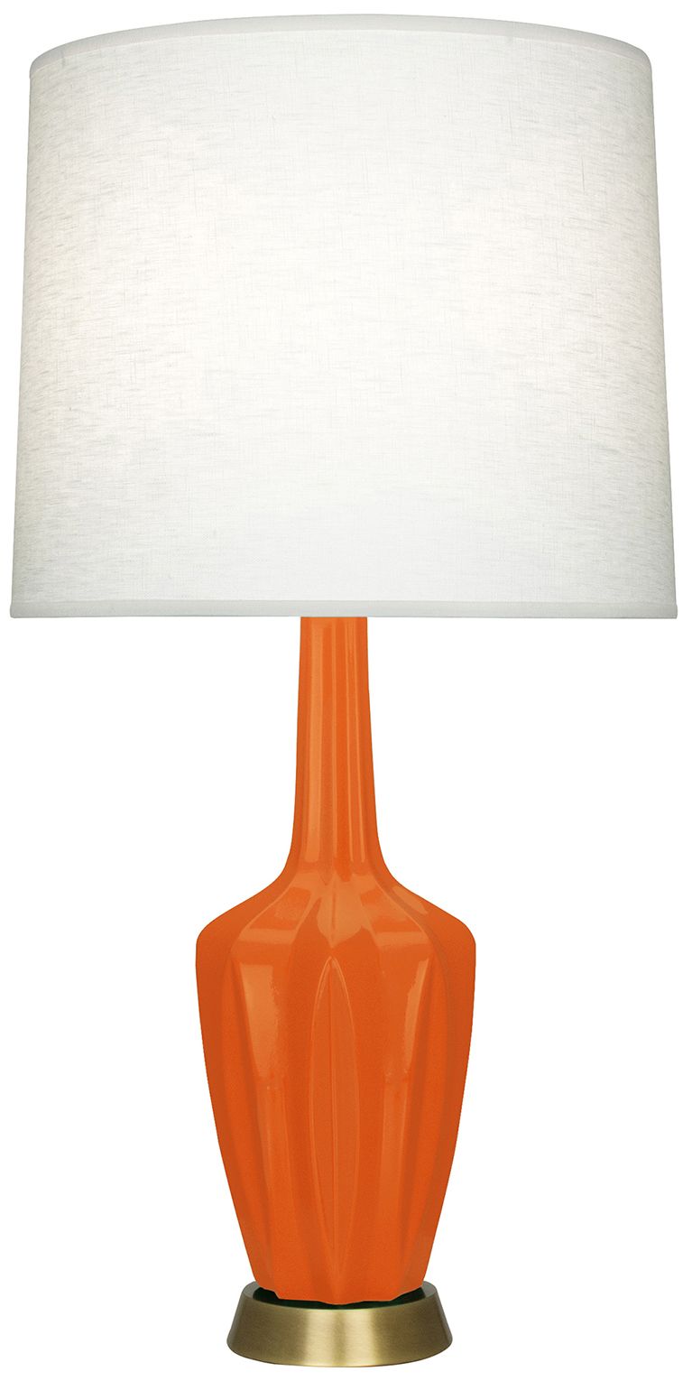 Emma 34.25" High Pumpkin And Warm Brass Table Lamp - Made to Order