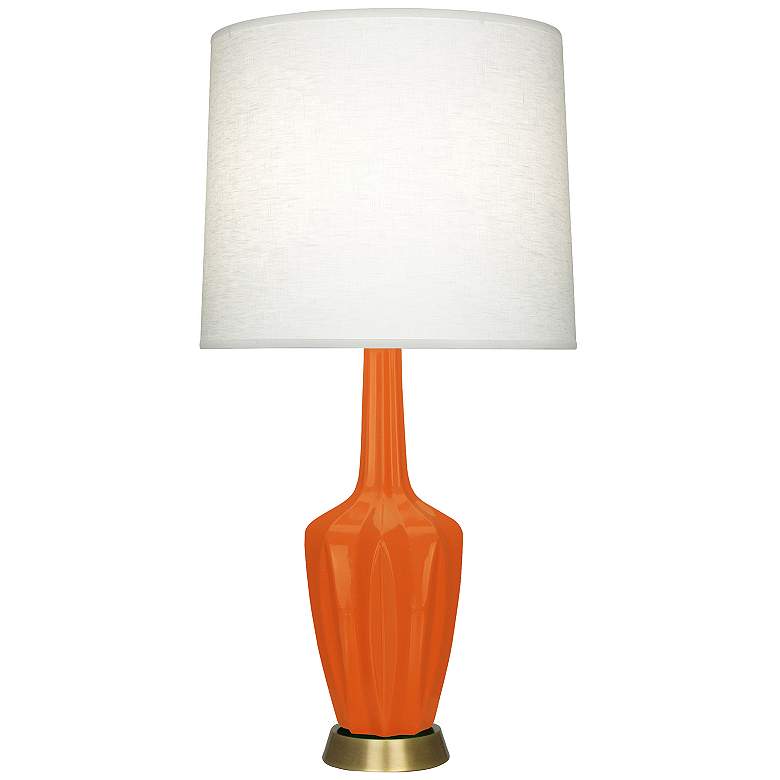 Image 1 Emma 34.25" High Pumpkin And Warm Brass Table Lamp