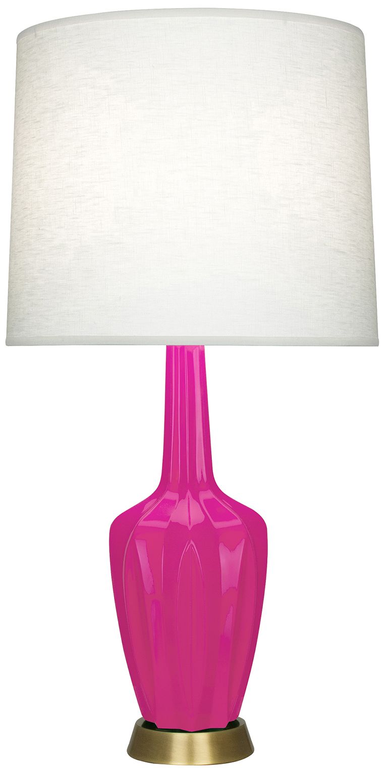 Emma 34.25" High Razzle Rose And Warm Brass Table Lamp - Made to Order