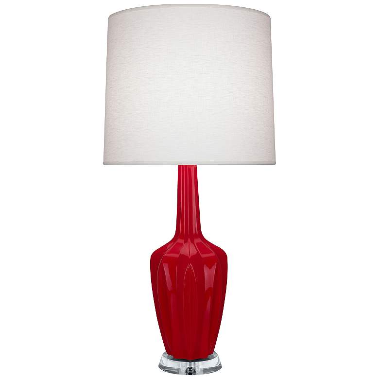 Image 1 Emma 34.25" High Ruby Red And Polished Nickel Lucite Table Lamp