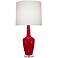 Emma 34.25" High Ruby Red And Polished Nickel Lucite Table Lamp