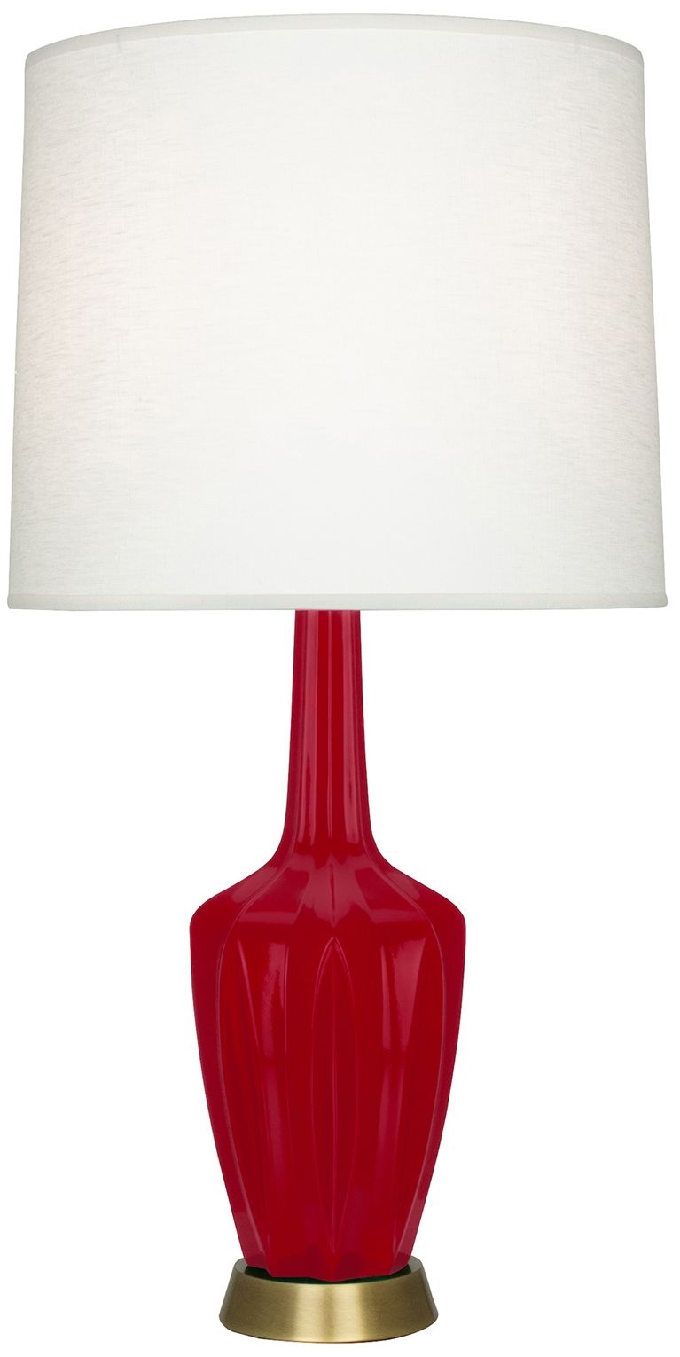 Emma 34.25" High Ruby Red And Warm Brass Table Lamp - Made to Order