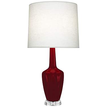 Emma 34.25" High Sangria And Polished Nickel Lucite Table Lamp