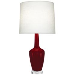 Emma 34.25" High Sangria And Polished Nickel Lucite Table Lamp