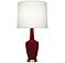 Emma 34.25" High Sangria And Warm Brass Table Lamp