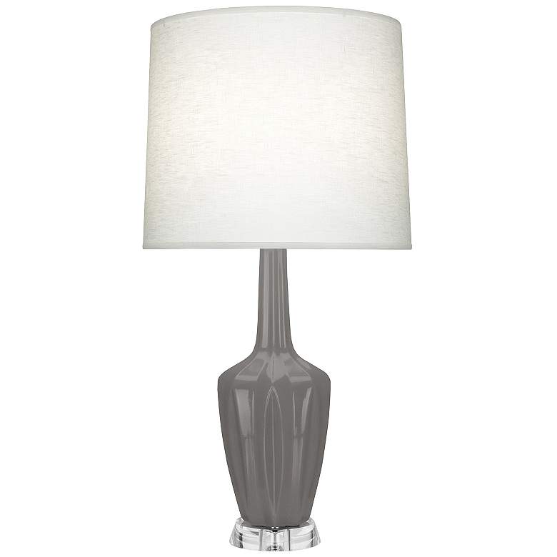 Image 1 Emma 34.25" High Smokey Taupe And Polished Nickel Lucite Table Lamp