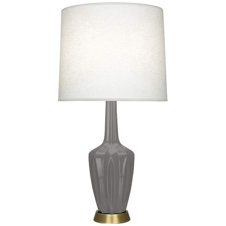 Image 1 Emma 34.25" High Smokey Taupe And Warm Brass Table Lamp