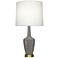 Emma 34.25" High Smokey Taupe And Warm Brass Table Lamp