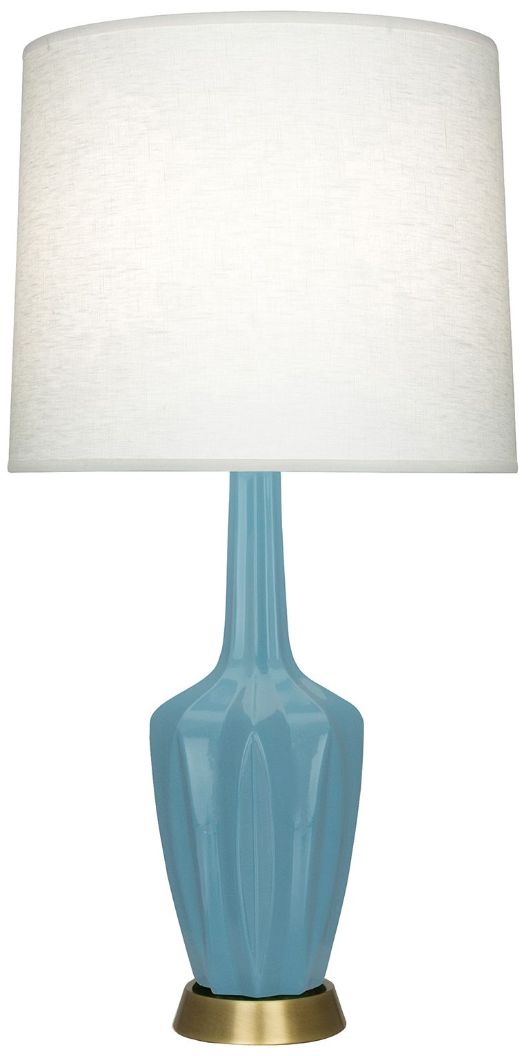 Emma 34.25" High Steel Blue And Warm Brass Table Lamp - Made to Order