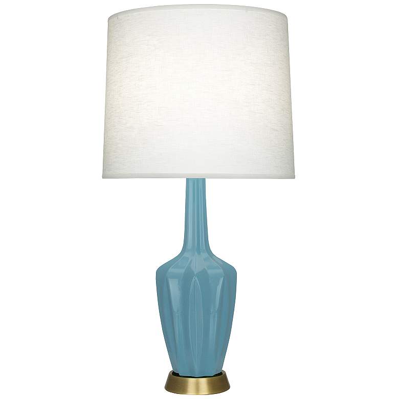 Image 1 Emma 34.25" High Steel Blue And Warm Brass Table Lamp