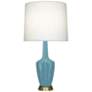 Emma 34.25" High Steel Blue And Warm Brass Table Lamp