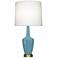 Emma 34.25" High Steel Blue And Warm Brass Table Lamp