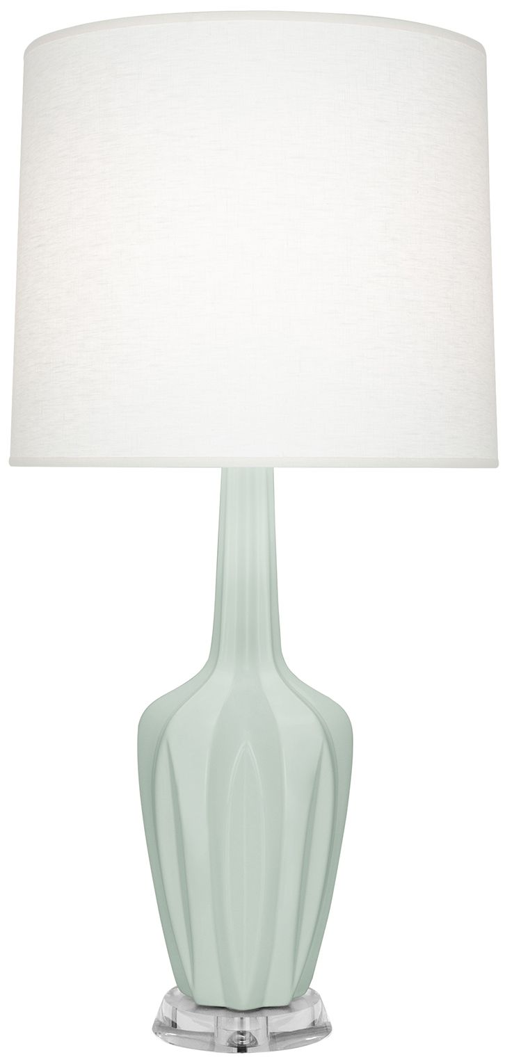 Emma 34.25" Matte Celadon & Polished Nickel Lucite Table Lamp Made to Order