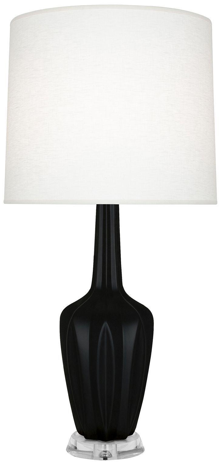 Emma 34.25" Matte Obsidian Polished Nickel Lucite Table Lamp Made to Order