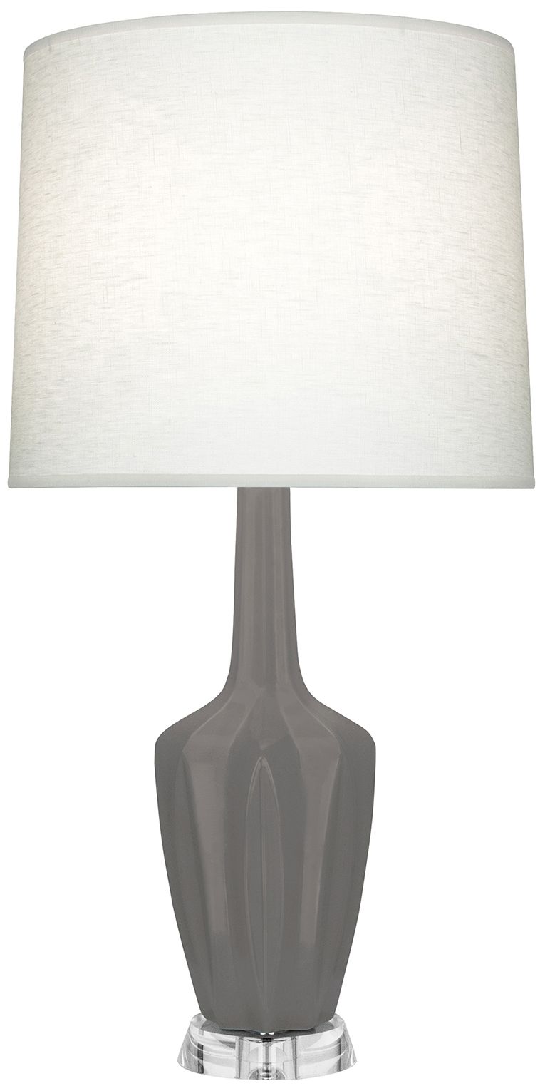 Emma 34.25" Matte Smokey Taupe Nickel Lucite Table Lamp Made to Order