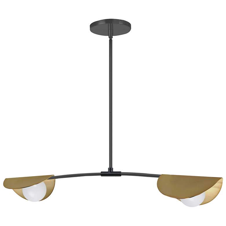 Image 1 Emma 34" Wide 2 Light Horizontal Matte Black and Aged Brass Pendant