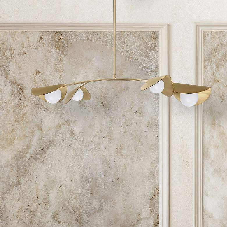 Image 1 Emma 41" Wide Aged Brass 4-Light Linear Pendant